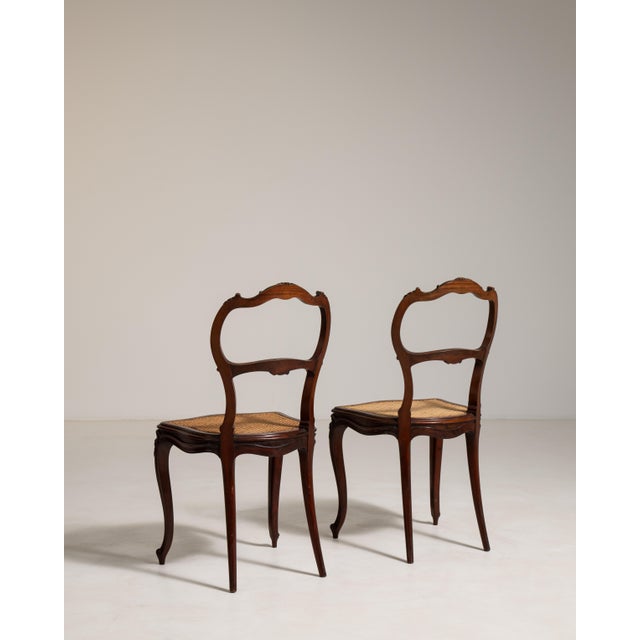 19th Century 19th Century Pair of Louis Philippe Chairs with Rattan Seats For Sale - Image 5 of 11