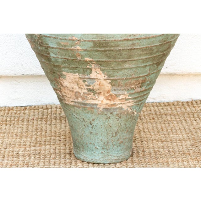 Aqua Antique Monumental Mediterranean Pottery Jar For Sale - Image 8 of 12