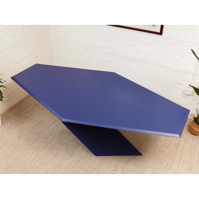 Blue Rare 1970’s Origami Dining Table by Don S. Shoemaker in Blue For Sale - Image 8 of 12