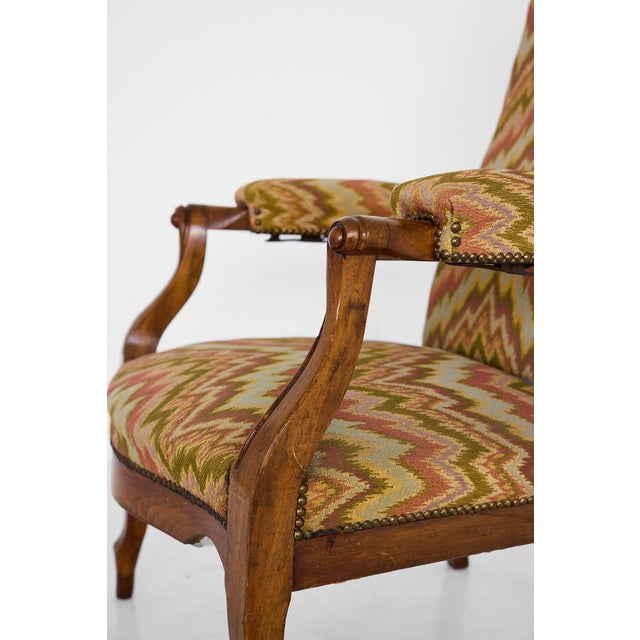 Italian Reclining Upholstered Armchair of Walnut, 19th Century For Sale - Image 14 of 18