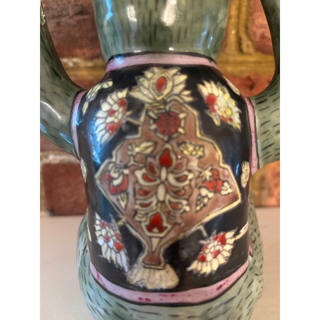 Mid 20th Century Chinese Porcelain Monkey in Floral Vest Holding a Lotus Bowl For Sale - Image 4 of 12