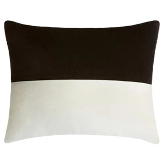 Double Horizontal Black and White Velvet Pillow from LO Decor For Sale