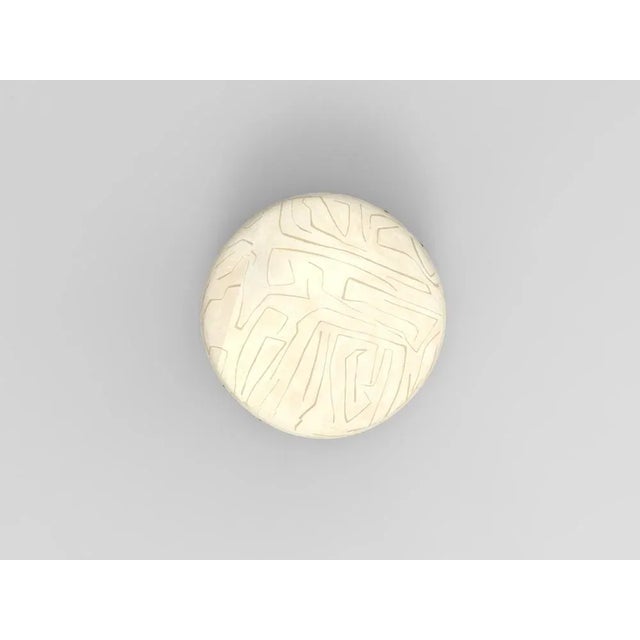 Beige Cassette Pouf in Graffito Parchment Fabric and Smoked Oak by Alter Ego for Collector For Sale - Image 8 of 9