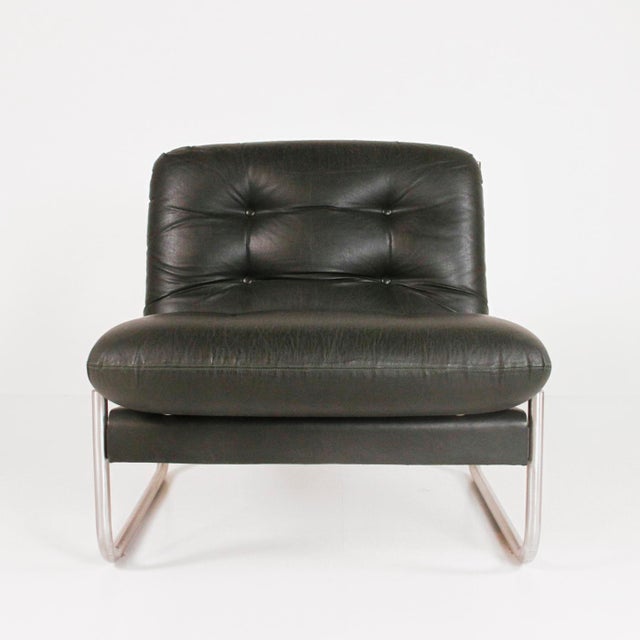Metal Armchair in Imitation Leather, Italy, 1970s For Sale - Image 7 of 14