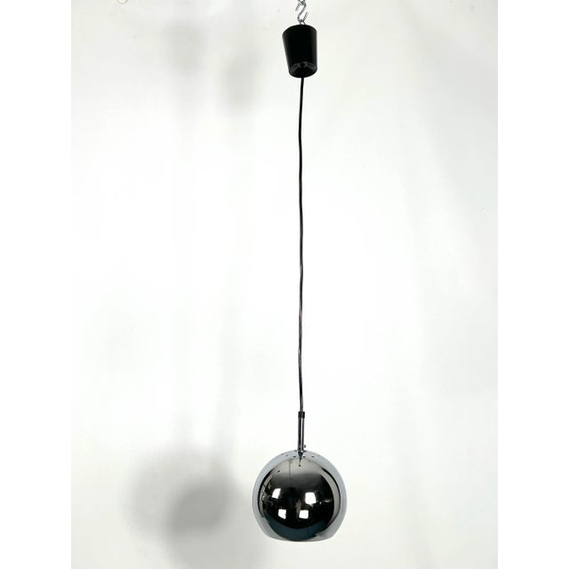 Chrome Sphere Pendant Lamps by Targetti, 1970s, Set of 2 For Sale - Image 13 of 14