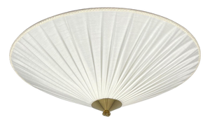 Creme Fabric & Brass Flush Mount by Paavo Tynell Itsu Oy, Finland, 1950s