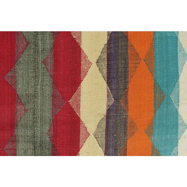 1950s Vintage Persian Kilim With Multicolor Stripes and Diamonds by Rug & Kilim For Sale In New York - Image 6 of 8