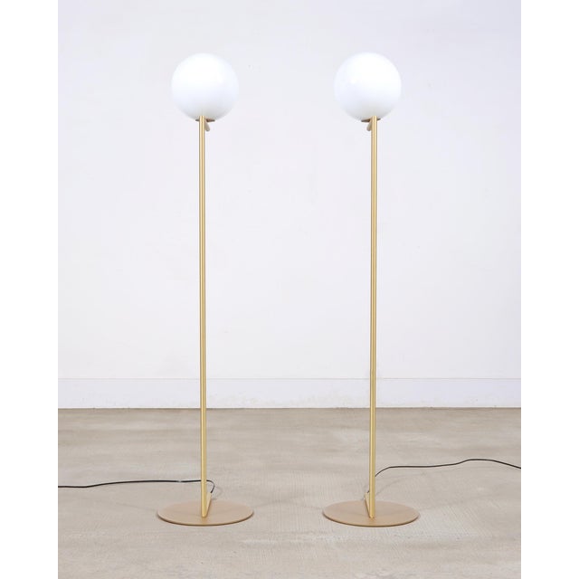 Modern Michael Anastassiades for Flos Brass Globe Ic Floor Lamps - a Pair For Sale - Image 3 of 18