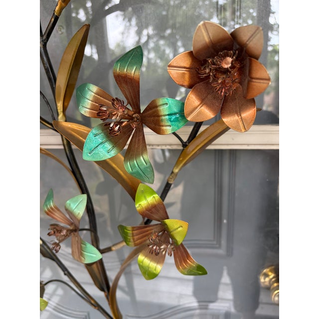 Gold Metal Art Sculpture Floral and Leaves, Set For Sale - Image 8 of 12