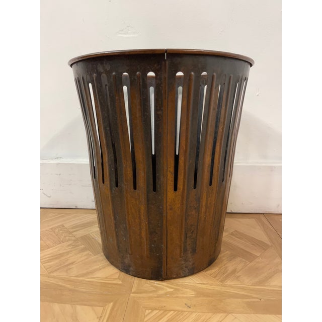 Antique Industrial Erie Art Metal Waste Basket Chairish