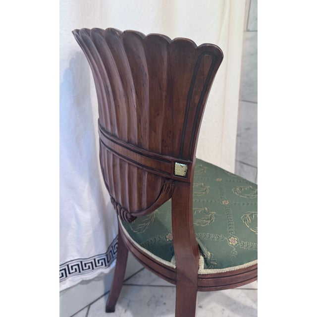 Late 20th Century Late 20th Century Attributed Maitland Smith Mahogany Fan Back Dining Chairs - A Pair For Sale - Image 5 of 17