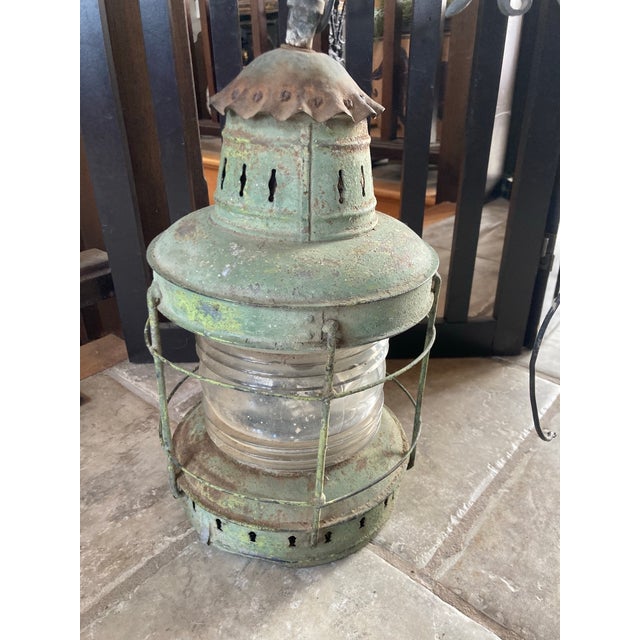 Light Green Antique Procter Port Lantern For Sale - Image 8 of 11