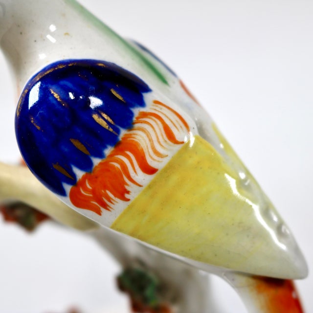 19th-Century Antique Staffordshire Pottery Parrot Quill Holder & Inkwell For Sale - Image 9 of 15