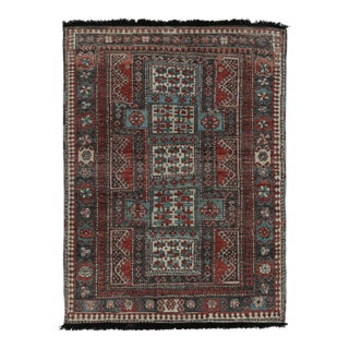 Rug & Kilim’s Tribal Style Rug in Red, Blue & Black Geometric Patterns For Sale