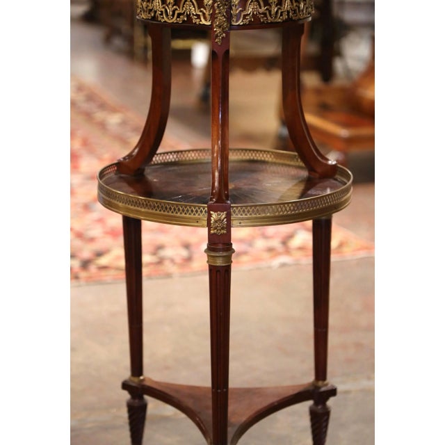 Wood 19th Century French Louis XVI Mahogany and Bronze Two-Tier Bouillotte Table For Sale - Image 7 of 9