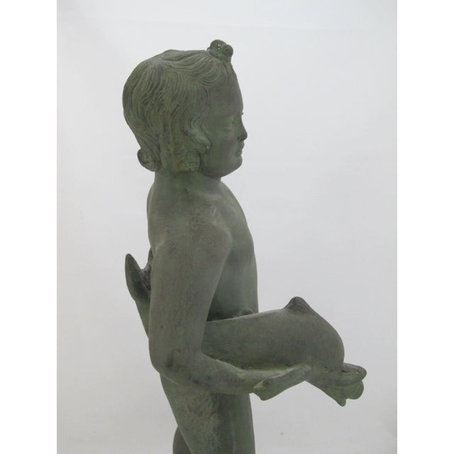 Cherub Putto With Dolphin Amr Pompeii Fountain Replica Composite Statue For Sale In Portland, OR - Image 6 of 13