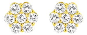 14K Yellow Gold 1/2 Cttw Brilliant Round Cut Diamond Floral Cluster Stud Earrings with Pushbacks (J-K Color, VS2-SI1 Clarity)