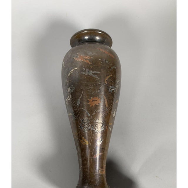 Nielloed bronze vase, Chinese or Vietnamese work, late 19th century For Sale - Image 6 of 8