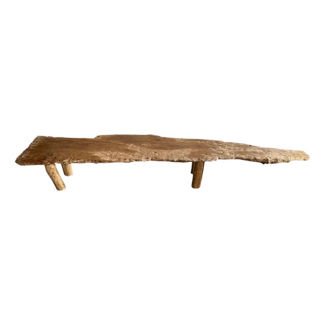 Andrianna Shamaris Impressive Sculptural Teak Wood Bench Or Coffee Table For Sale