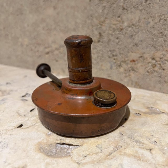 AMBIANIC presents 1900s Antique Patinated Copper Brass Oil Burner Lamp Coffee Percolator Base, Chafing Dish Warmer, Copper...