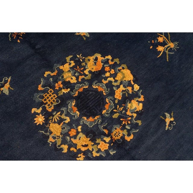 Antique Chinese Peking Rug Classic Greek Key Hand Knotted Wool 1920s 9'1" X11'8" For Sale - Image 4 of 9