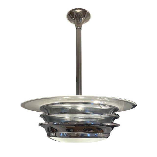 Silver Vintage Art Deco Ceiling Lamp, 1940 For Sale - Image 8 of 8