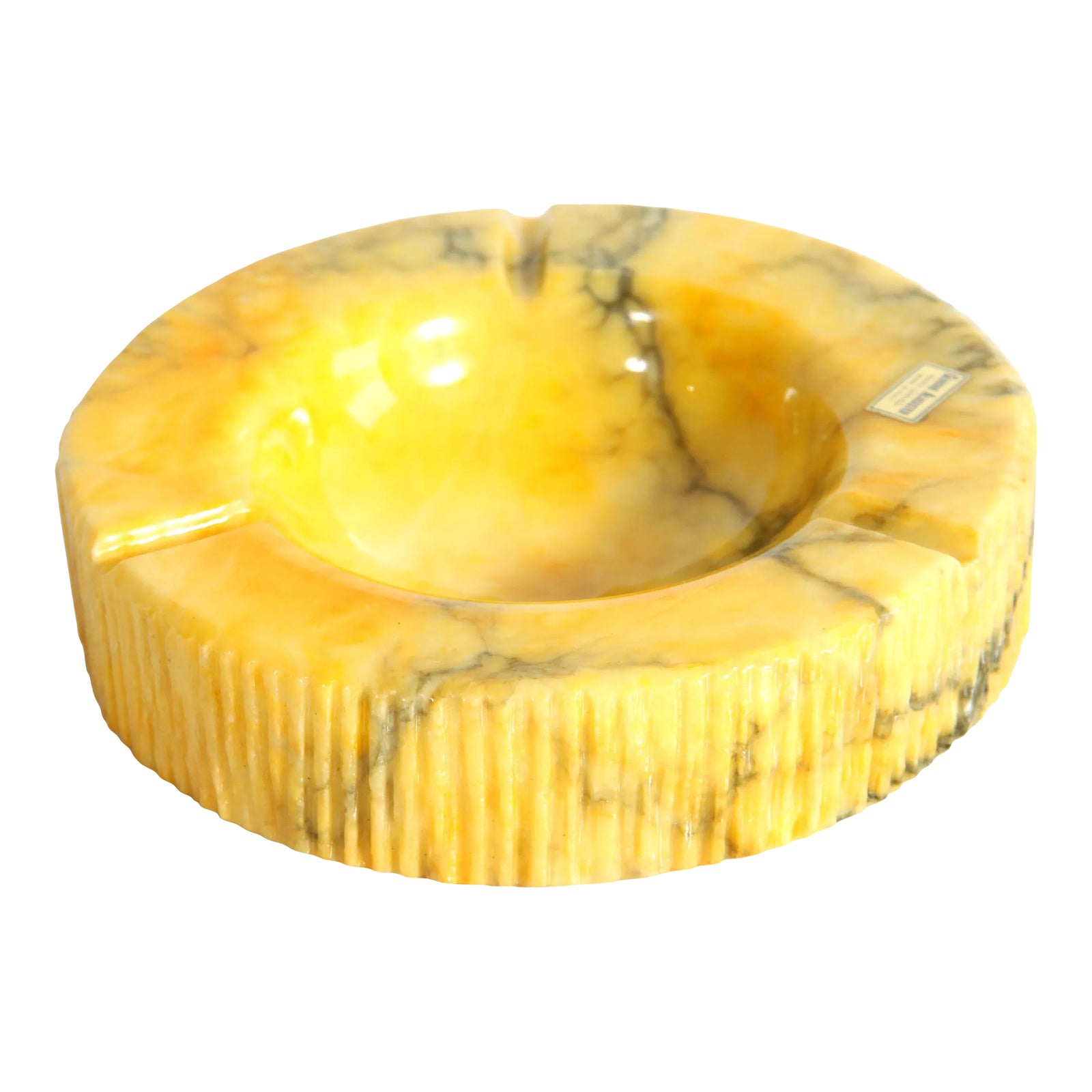 Vintage Mid Century Modern Yellow Italian Alabster Ashtray / Catchall