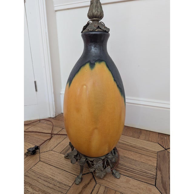 Yellow 1920s Louis Dage Lamp, France For Sale - Image 8 of 10