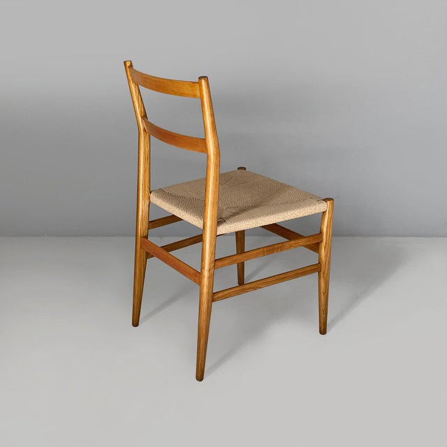1960s Mid-Century Modern Italian Straw and Wood Leggera Chairs by Gio Ponti for Cassina, 1960s, Set of 6 For Sale - Image 5 of 16