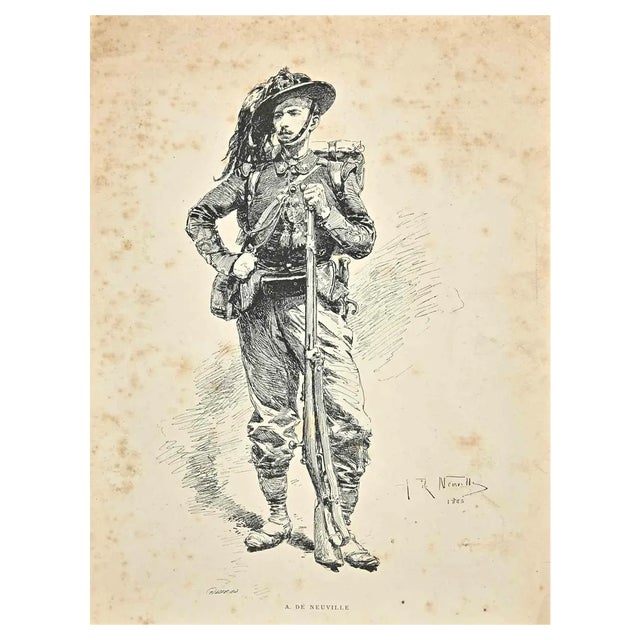Alphonse De Neuville, Soldier, Lithograph, 1883 For Sale