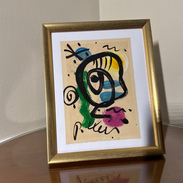 Abstract 1970s Peter Robert Keil Original Painting Abstract Miro Style Modern Art Signed Framed For Sale - Image 3 of 6