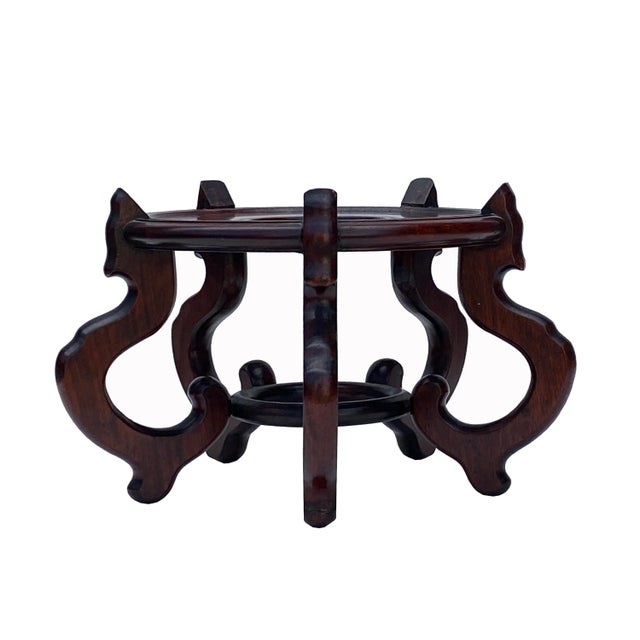 Chinese Chinese Brown Wood Round Table Top Stand Display Easel 10" For Sale - Image 3 of 6