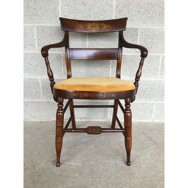 L. Hitchcock Riverton Finish Harvest Paint Decorated Arm Chair Chairish
