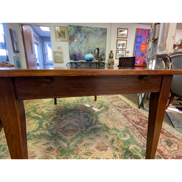 Brown 20th Century Oak Wood Rustic Dining Table For Sale - Image 8 of 18