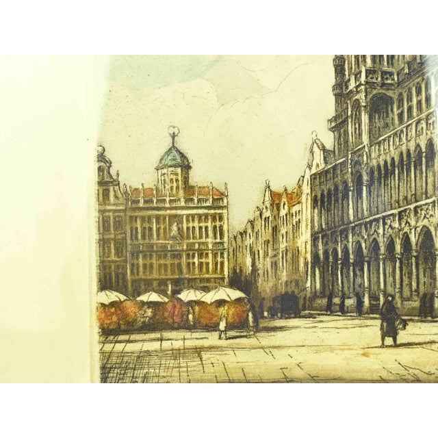 This exquisite vintage etching by renowned Belgian artist René Van de Sande (1889–1946) captures the intricate Gothic...
