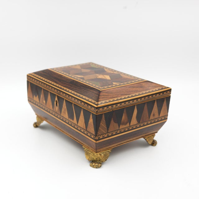 Traditional Regency Rosewood Specimen Box on Gilt Lion Paw Feet Circa 1810 For Sale - Image 3 of 16