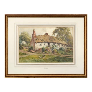 Country Cottage - Figure in the Door With Geese - Landscape by Joshua Fisher For Sale