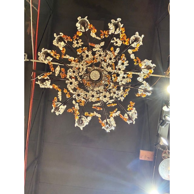 Early 20th Century French Crystal and Amber Flower Chandelier For Sale - Image 11 of 11