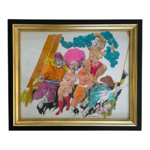 1971 Signed Mixed Media Figurative Drawing by David Mac Innes | California Original Work on Paper | Professionally Framed