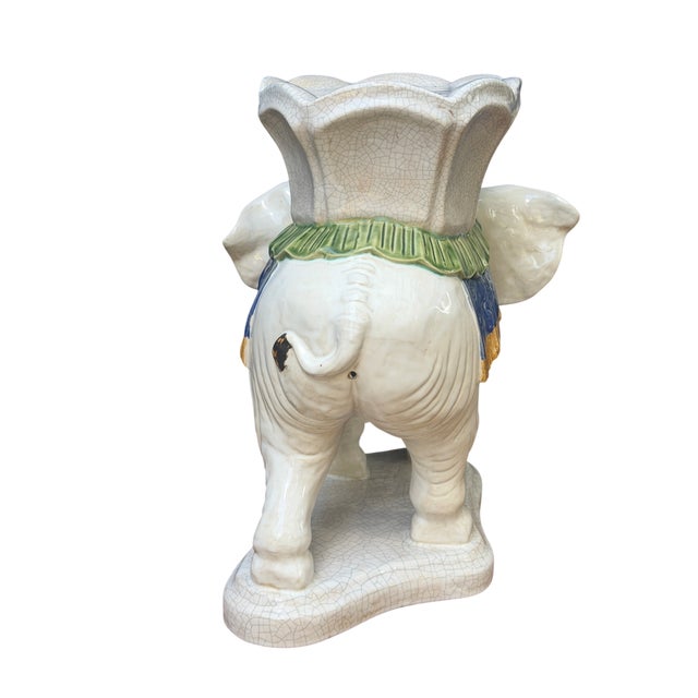 Ceramic Late 20th Century Chinoiserie / Palm Beach Elephant Plant Stand For Sale - Image 7 of 12