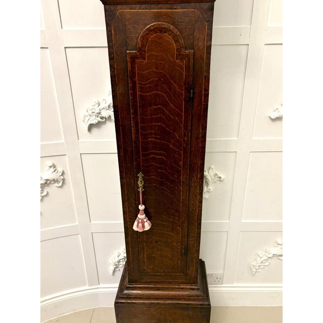 George III Oak and Burr Oak Brass Face Longcase Clock, 1750s For Sale - Image 4 of 15