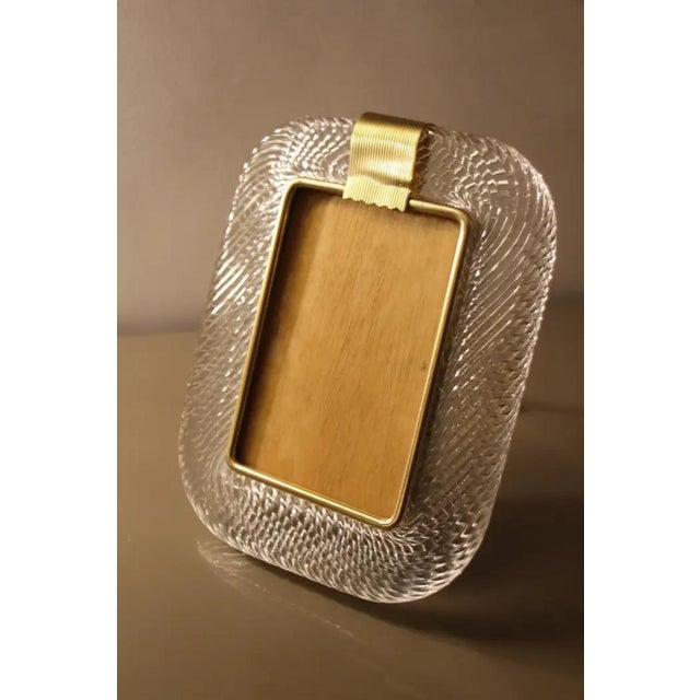Crystal Twisted Murano Glass and Brass Picture Frame by Barovier E Toso For Sale - Image 4 of 18