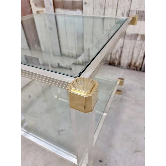 Glass Hollywood Regency Side Table by Pierre Vandel, 1970s For Sale - Image 7 of 12