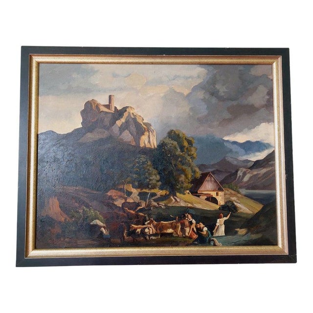 German School Artist, Landscape, 1800s, Oil on Canvas, Framed For Sale - Image 13 of 14