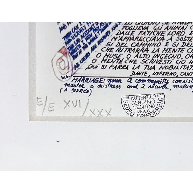 Contemporary Pedro Friedeberg, Codice Miguelito Ii, Hand Signed Serigraph, Custom Framed, Edition Xvi/XXX For Sale - Image 3 of 3