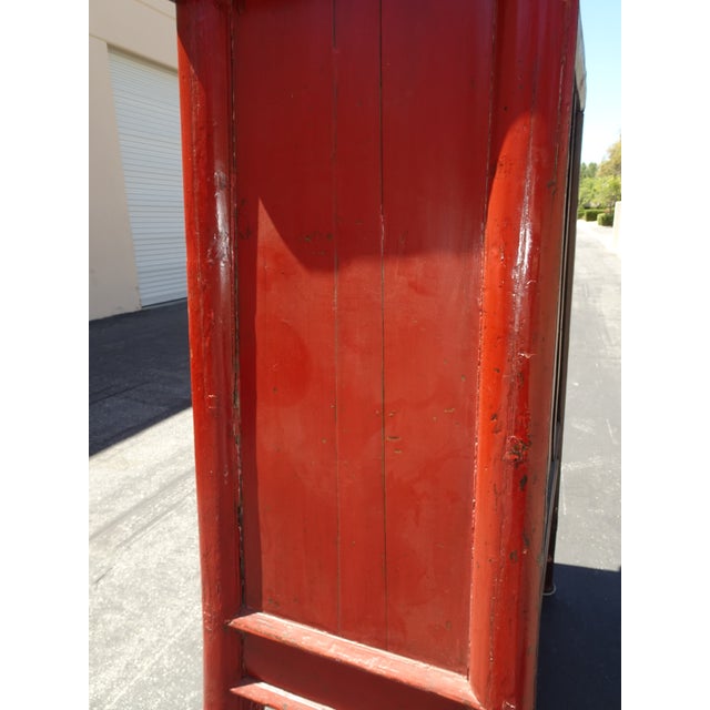 Antique Chinese Asian Red Lacquer Butterfly Cabinet ~ Wedding Storage Chest For Sale - Image 11 of 16