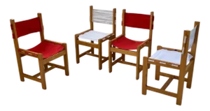 Vintage Pine Chairs, 1980s, Set of 4
