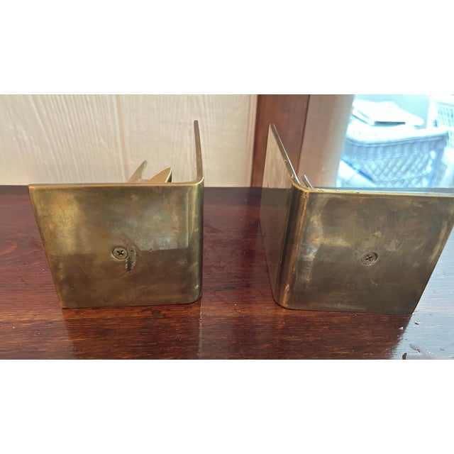 Mid 20th Century Pair Mid Century Solid Brass Sailboat Bookends For Sale - Image 5 of 6