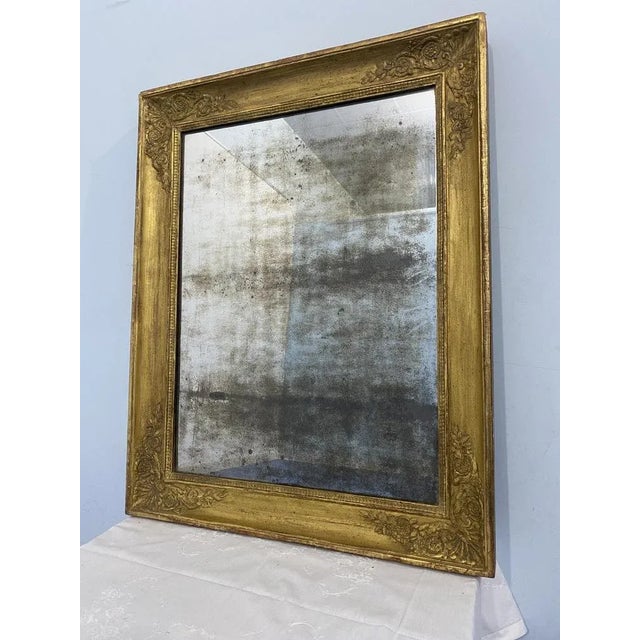 Ancient French gold leaf gilded mirror Empire Empire 1820, characteristics of the time the four palmetta decorations that...