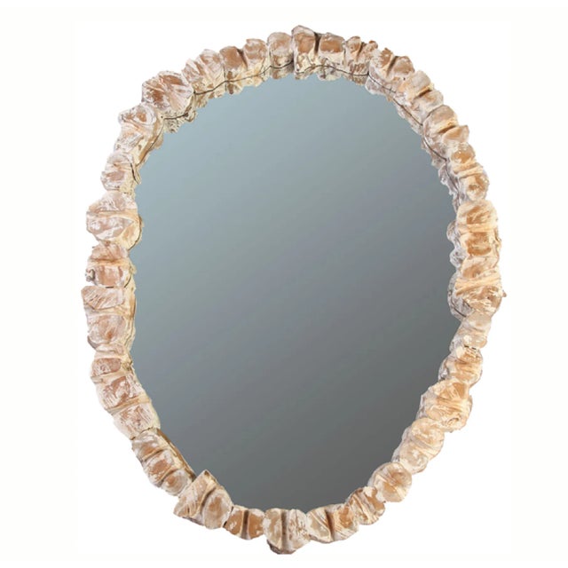 Oval Wall Mirror With Organic Teak Frame For Sale In Greensboro - Image 6 of 6